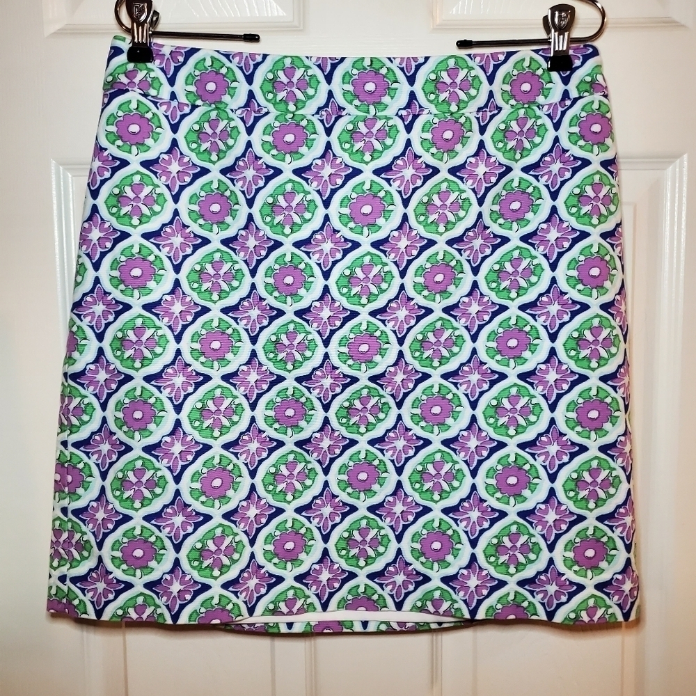Talbots Straight Mini Skirt 10P Floral Lined Side Zip Tropical